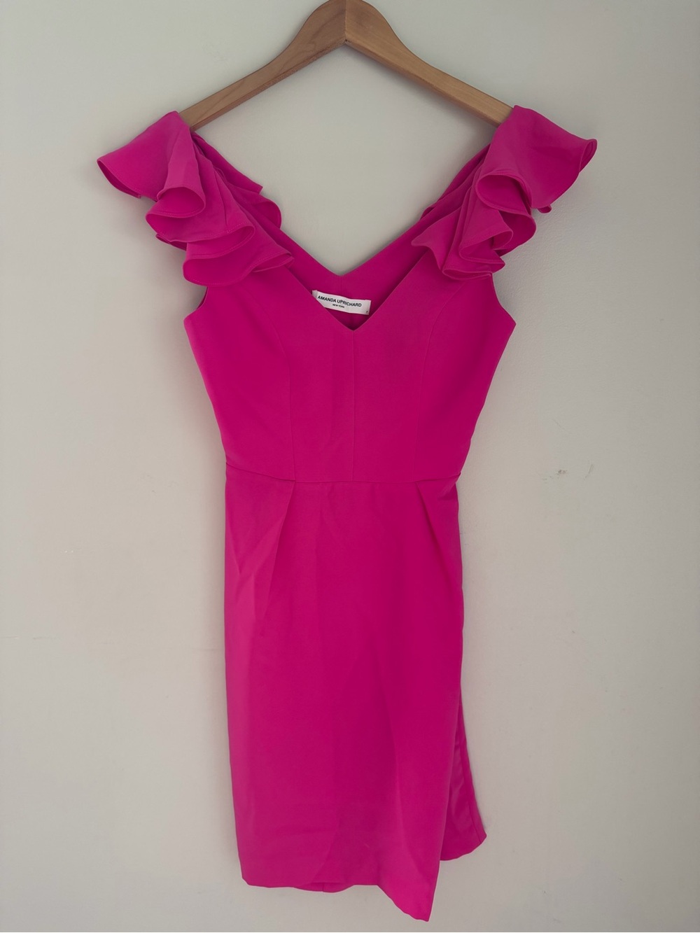 Amanda Uprichard Hot Pink Ruffle Mini Dress Size P / XS
